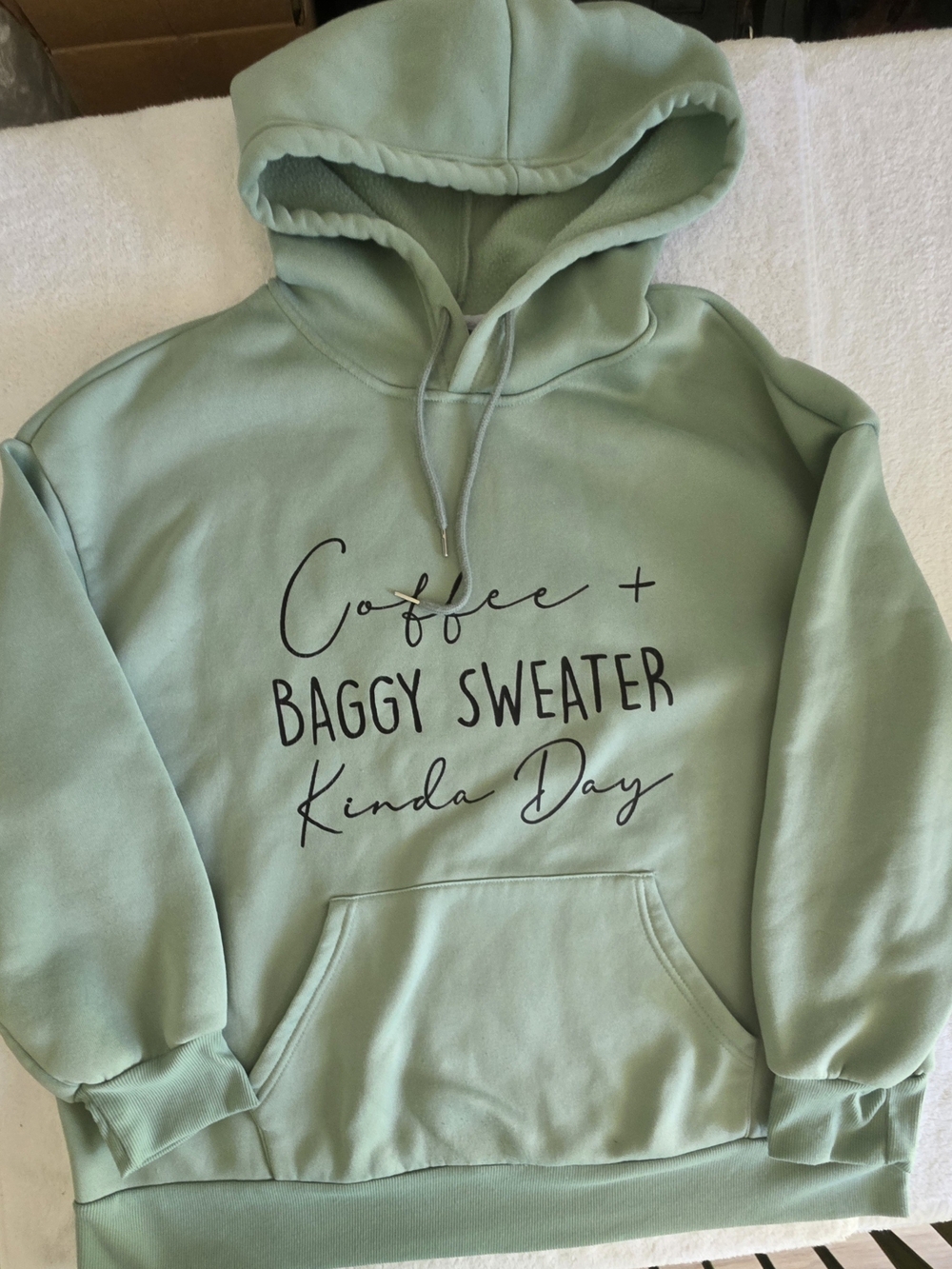 Mint Green Baggy Sweater Hoodie - Coffee + Baggy Sweater Design